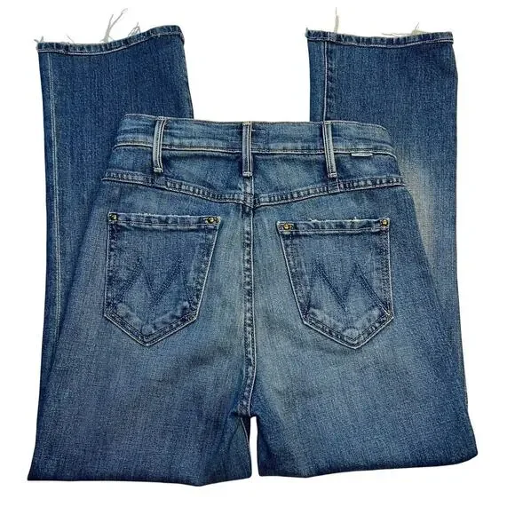Mother The Patch Pocket Hustler Crop Jean Button Fly Half Raw Hem Size 25 - Picture 8 of 16